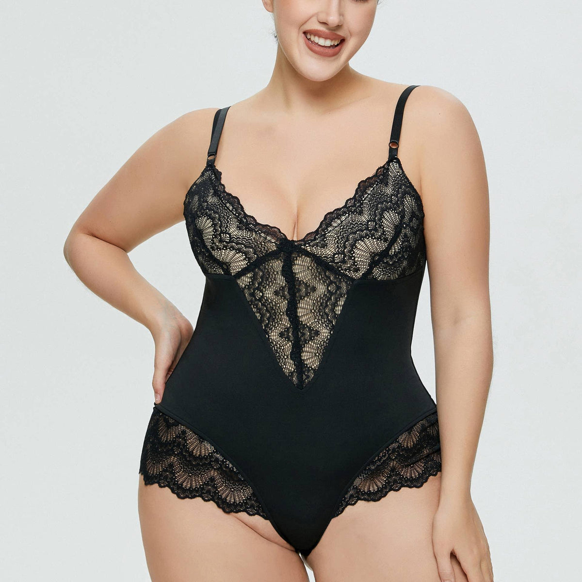 Sexy Solid Color Teddy Lace Lingerie Bodysuit