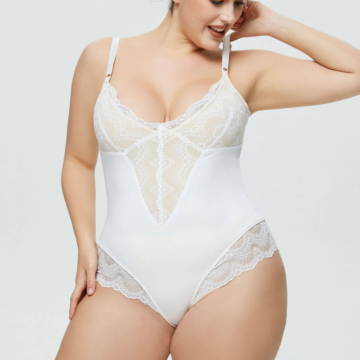 Sexy Solid Color Teddy Lace Lingerie Bodysuit