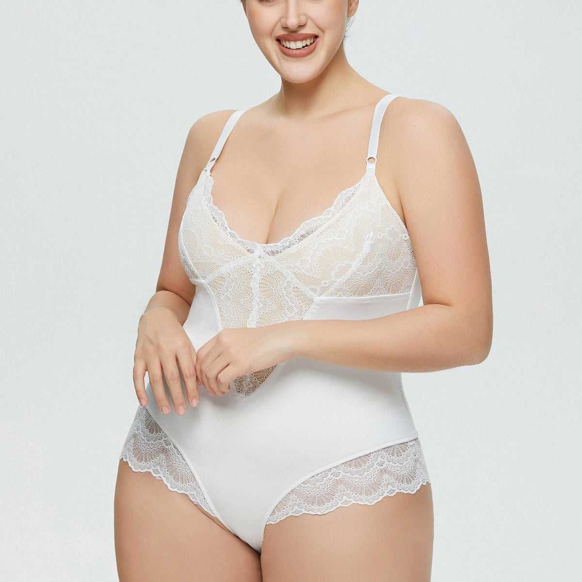 Sexy Solid Color Teddy Lace Lingerie Bodysuit