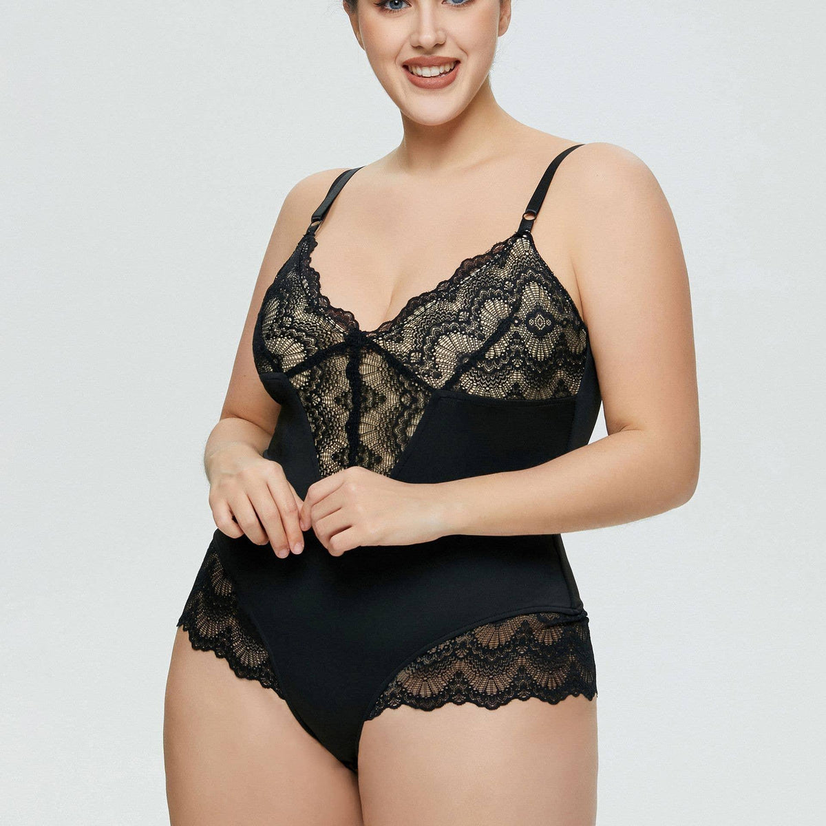 Sexy Solid Color Teddy Lace Lingerie Bodysuit