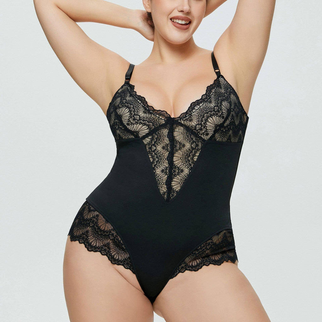 Sexy Solid Color Teddy Lace Lingerie Bodysuit