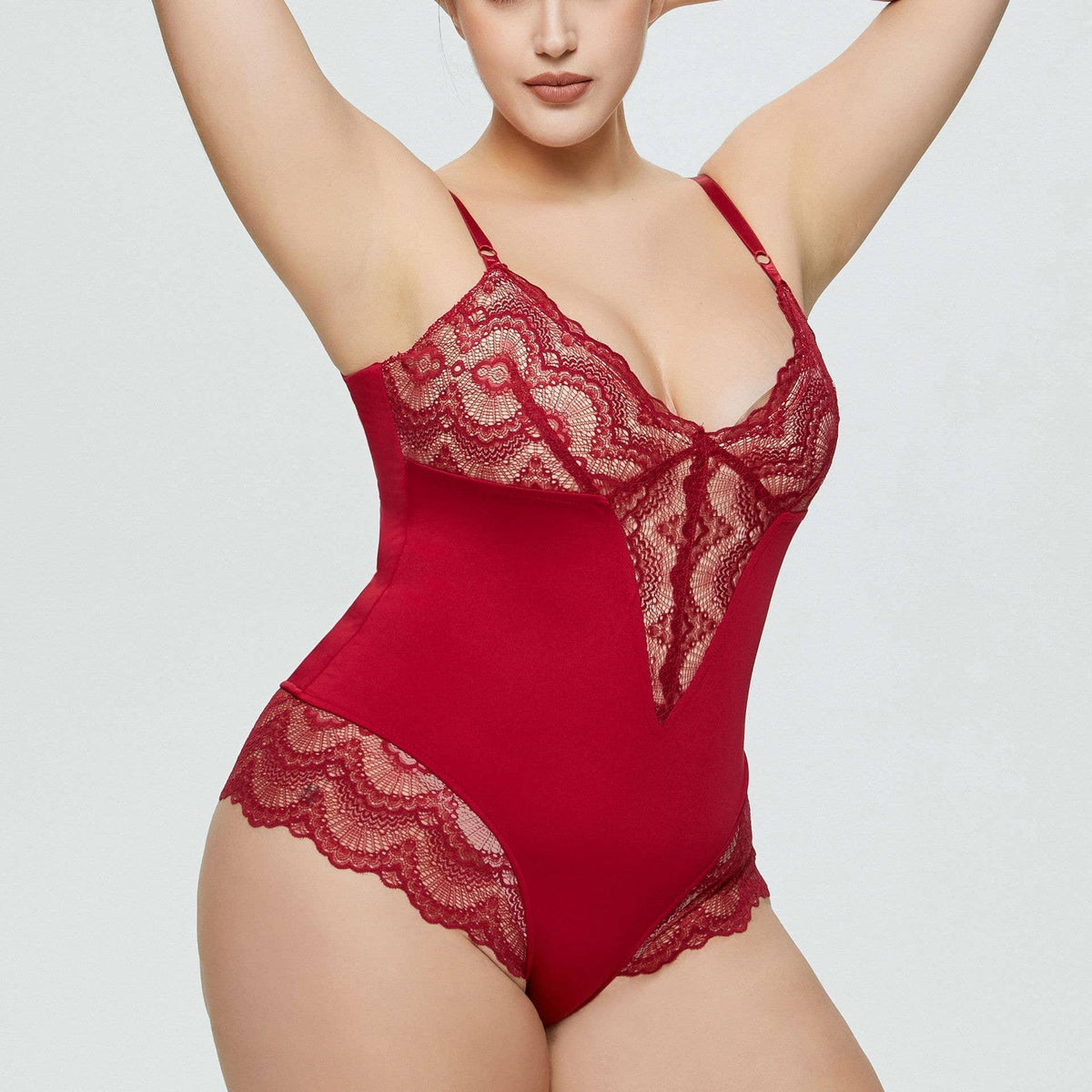 Sexy Solid Color Teddy Lace Lingerie Bodysuit