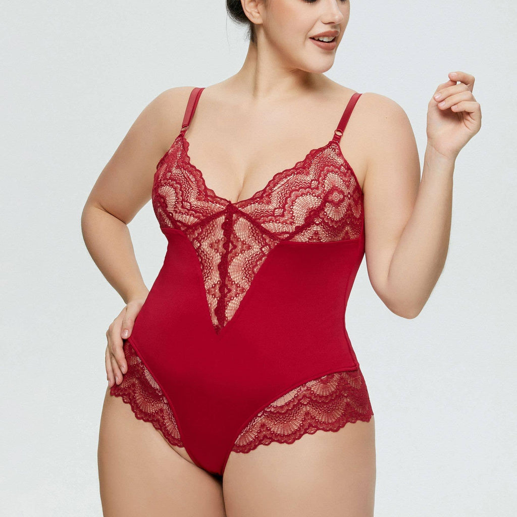 Sexy Solid Color Teddy Lace Lingerie Bodysuit