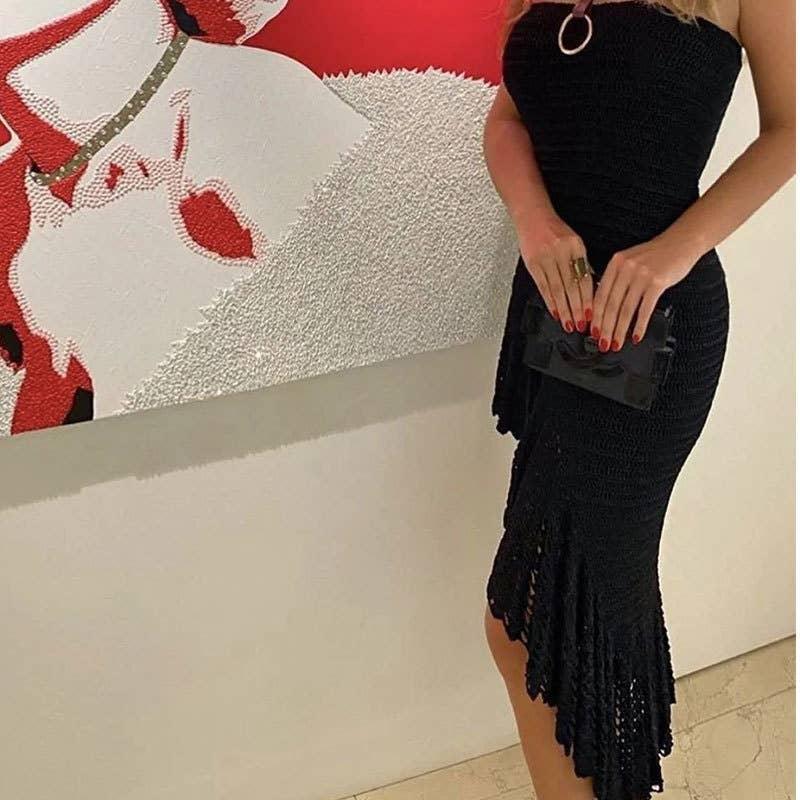 Solid Color Flounce Bikini Swimwear Cover Up Dress