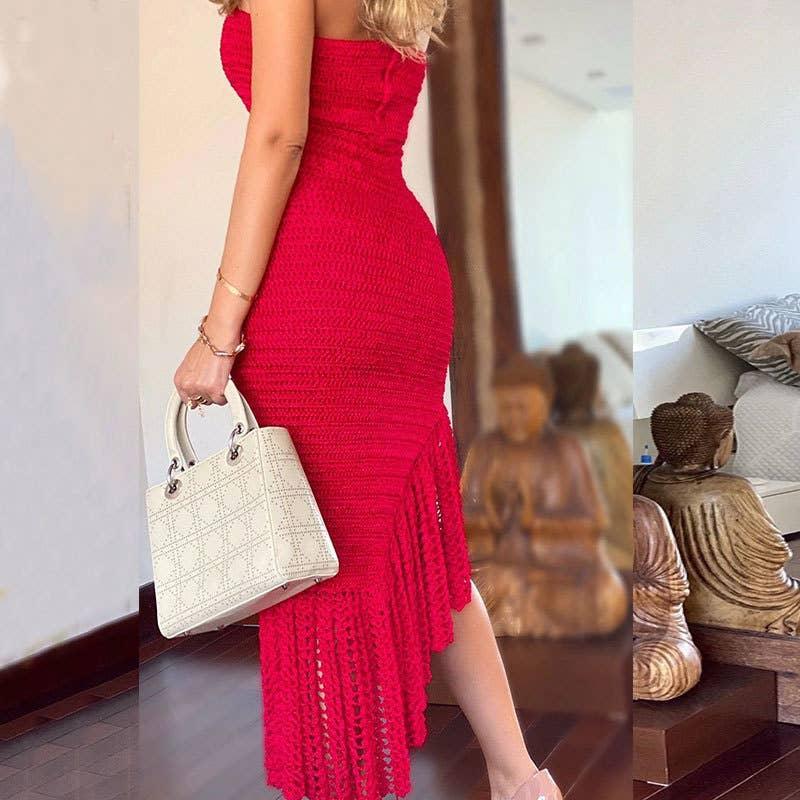 Solid Color Flounce Bikini Swimwear Cover Up Dress