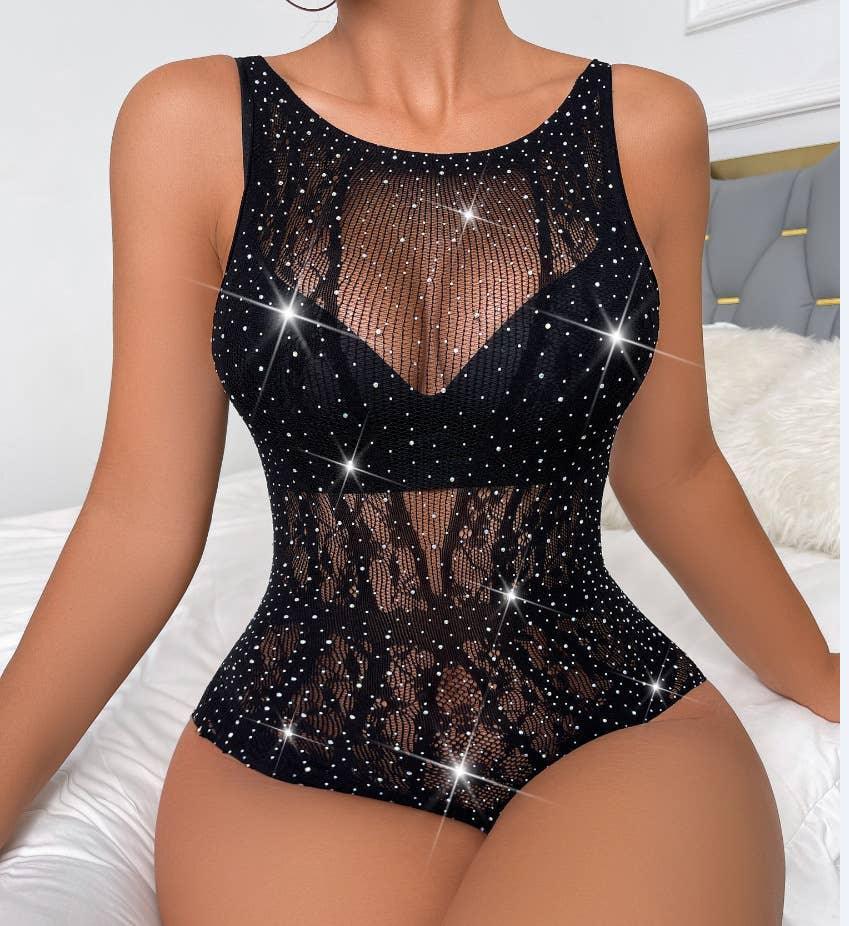 Sparkle Fishnet Teddy See Throught Lingerie Bodystocking 21649891841