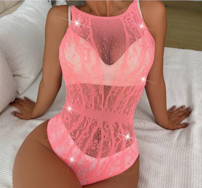 Sparkle Fishnet Teddy See Throught Lingerie Bodystocking 21649891841
