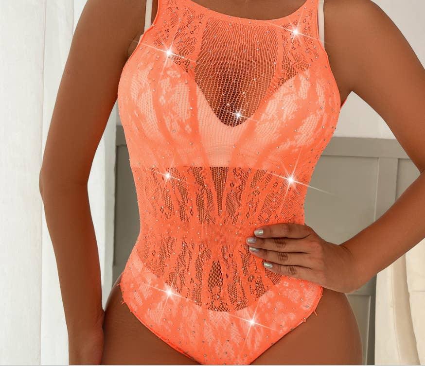Sparkle Fishnet Teddy See Throught Lingerie Bodystocking 21649891841