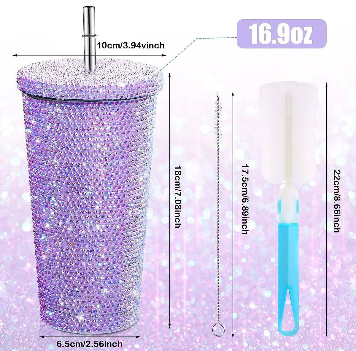 Sparkle Rhinestone Water Bottle 17oz FKWB0628