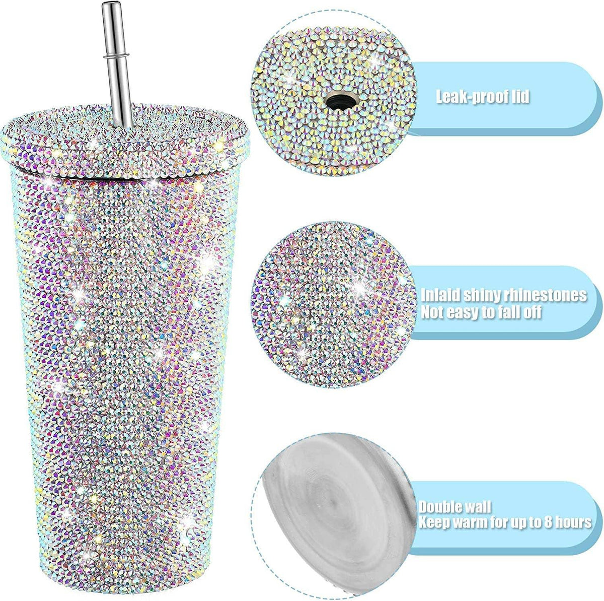 Sparkle Rhinestone Water Bottle 17oz FKWB0628