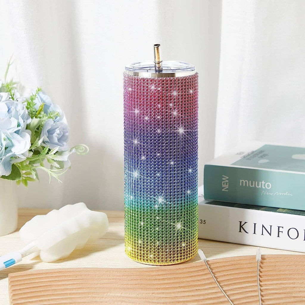 Sparkle Rhinestone Water Bottle 17oz with Straw