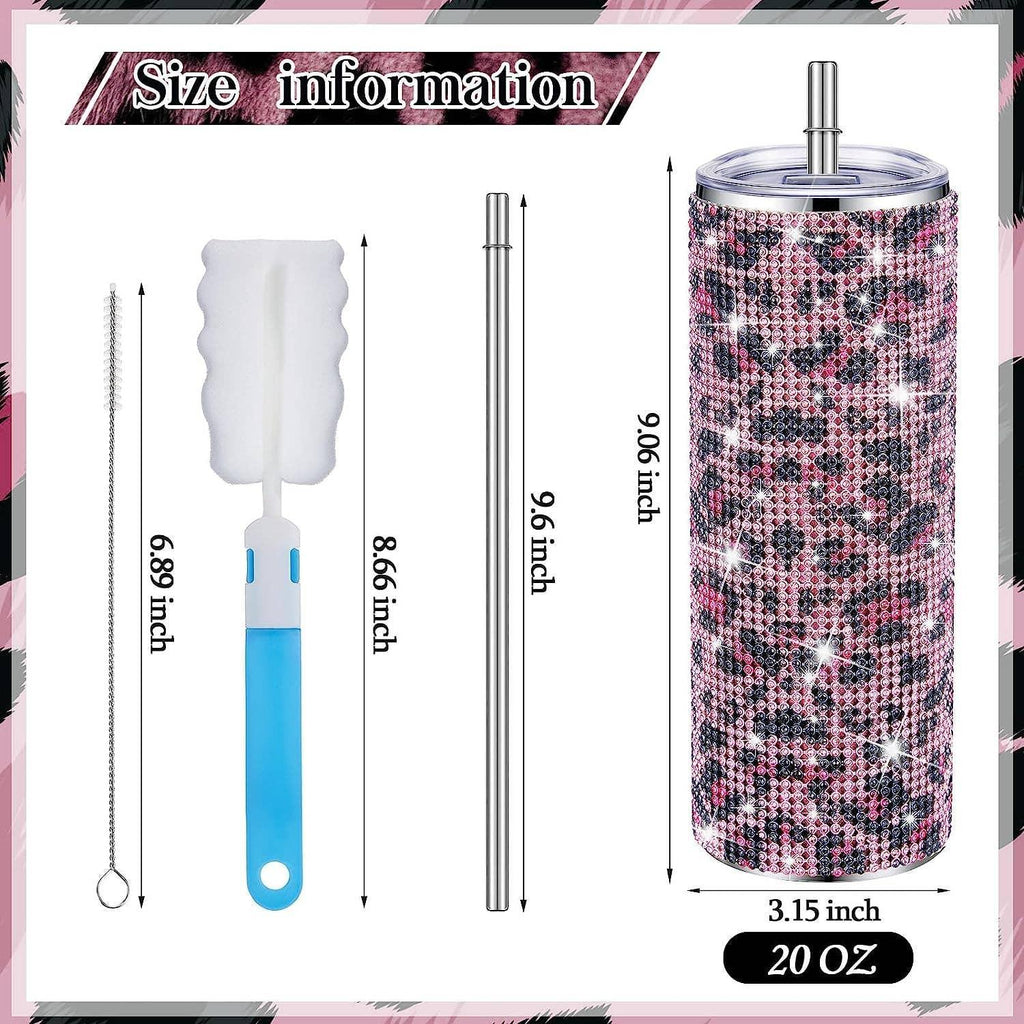 Sparkle Rhinestone Water Bottle 17oz with Straw