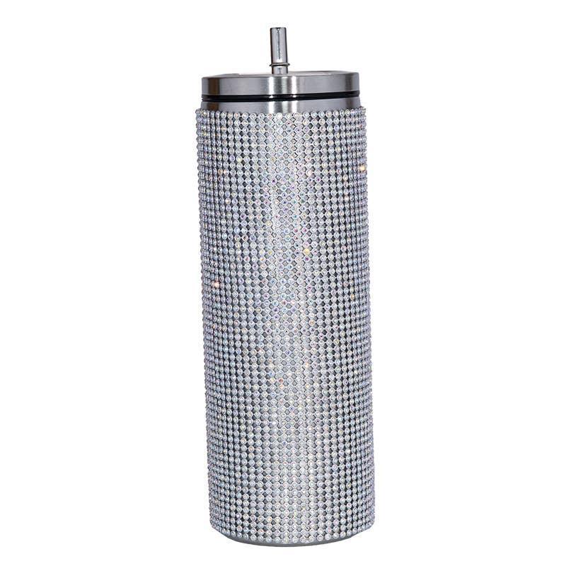 Sparkle Rhinestone Water Bottle 17oz with Straw