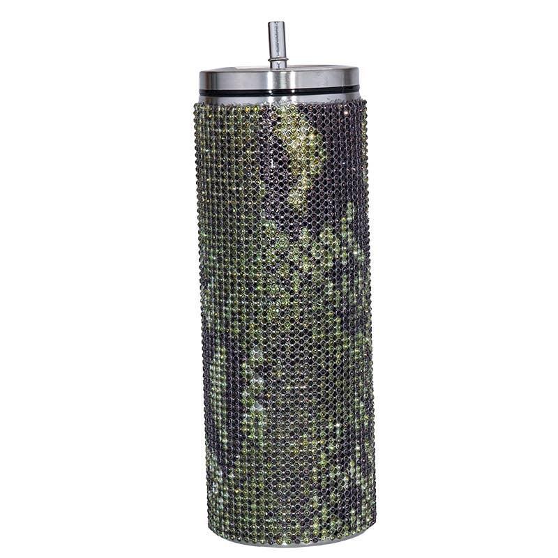 Sparkle Rhinestone Water Bottle 17oz with Straw
