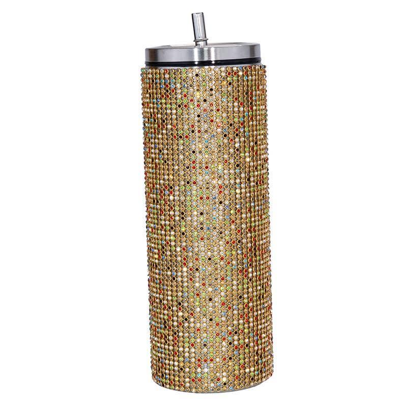 Sparkle Rhinestone Water Bottle 17oz with Straw