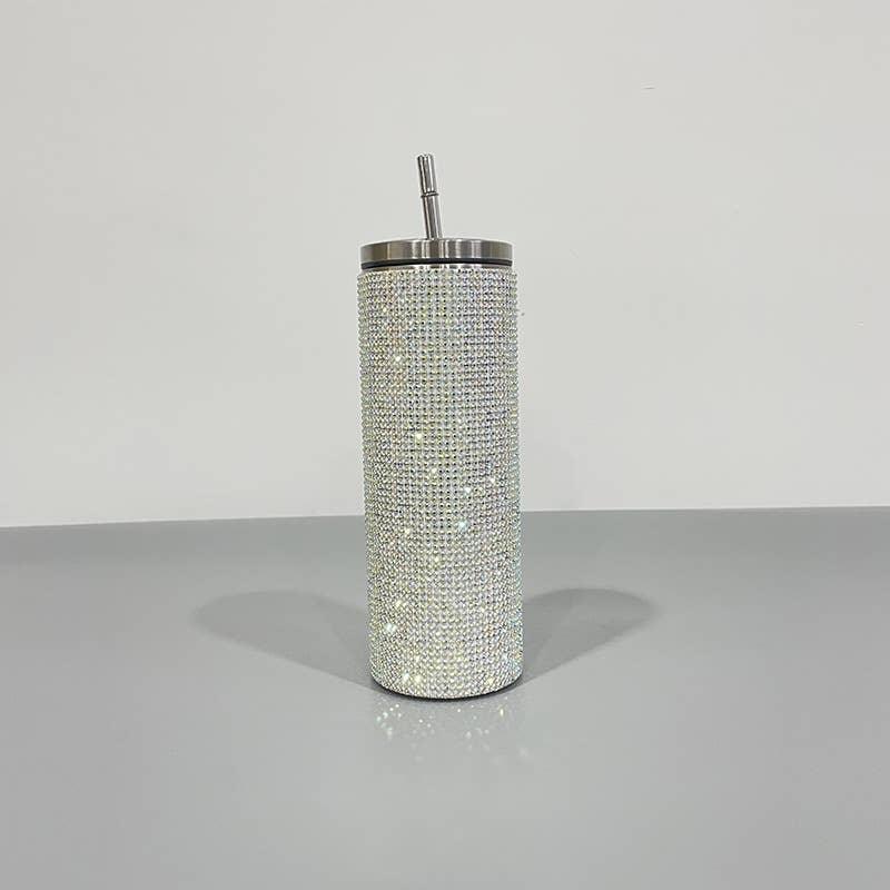 Sparkle Rhinestone Water Bottle 17oz with Straw