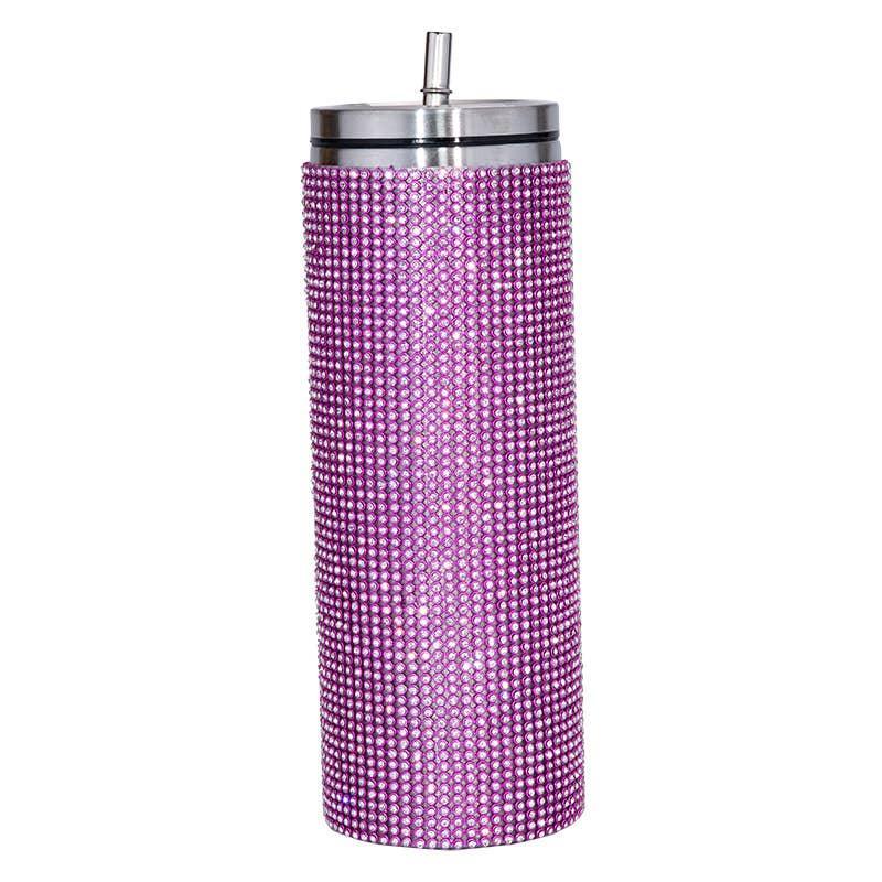 Sparkle Rhinestone Water Bottle 17oz with Straw