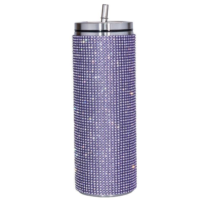 Sparkle Rhinestone Water Bottle 17oz with Straw