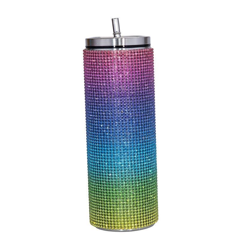 Sparkle Rhinestone Water Bottle 17oz with Straw