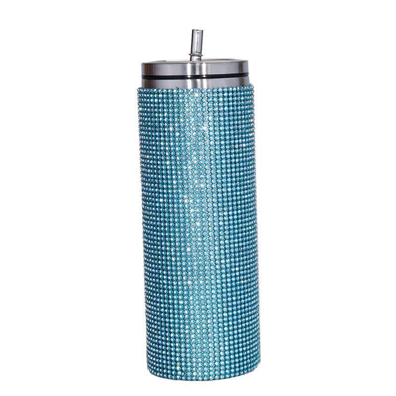 Sparkle Rhinestone Water Bottle 17oz with Straw