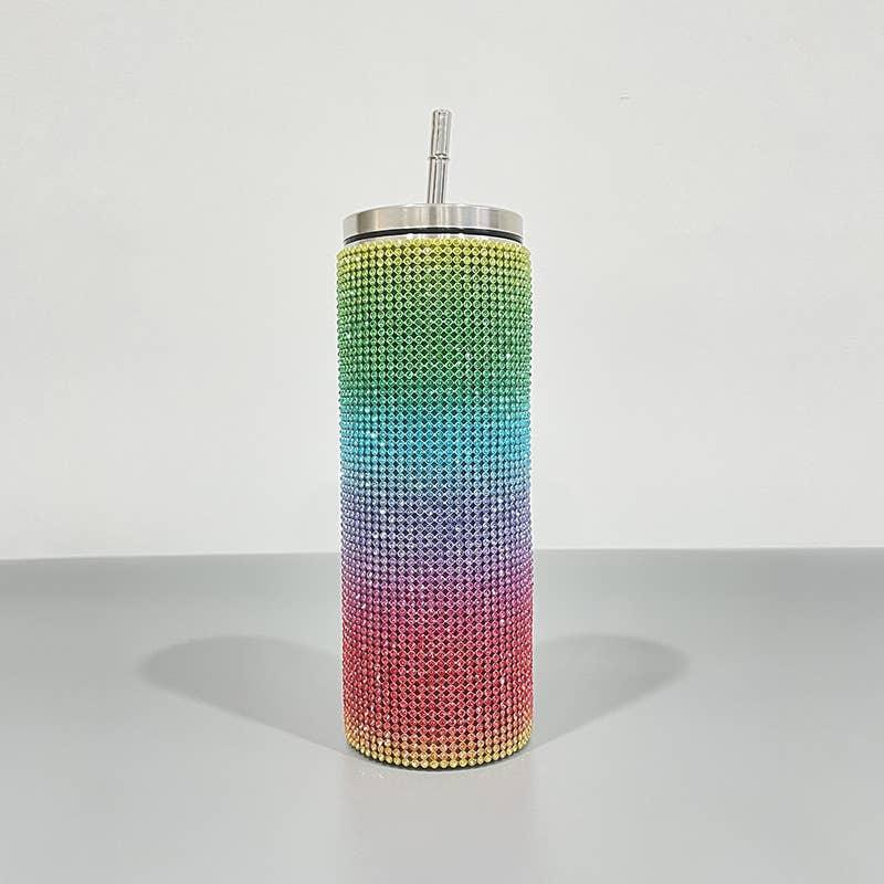 Sparkle Rhinestone Water Bottle 17oz with Straw