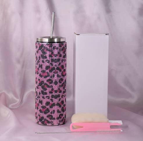 Sparkle Rhinestone Water Bottle 17oz with Straw