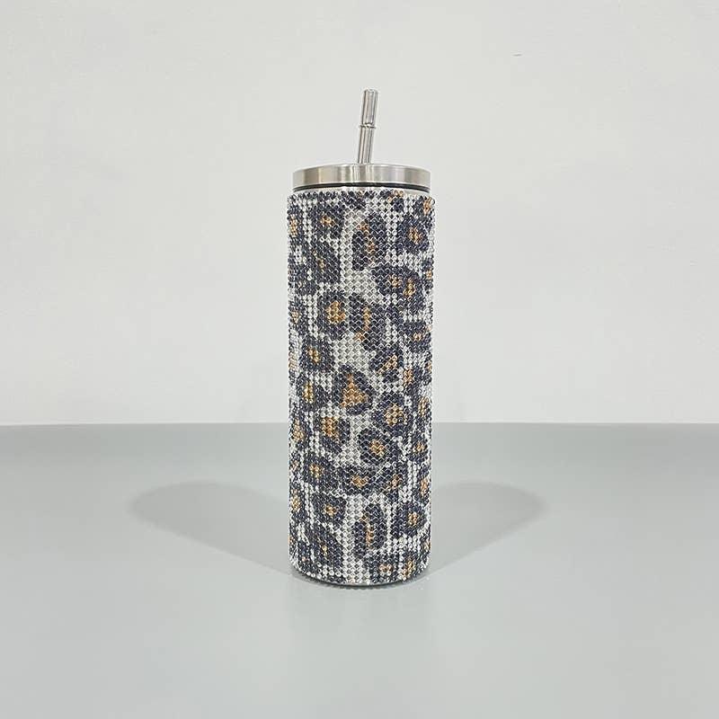 Sparkle Rhinestone Water Bottle 17oz with Straw