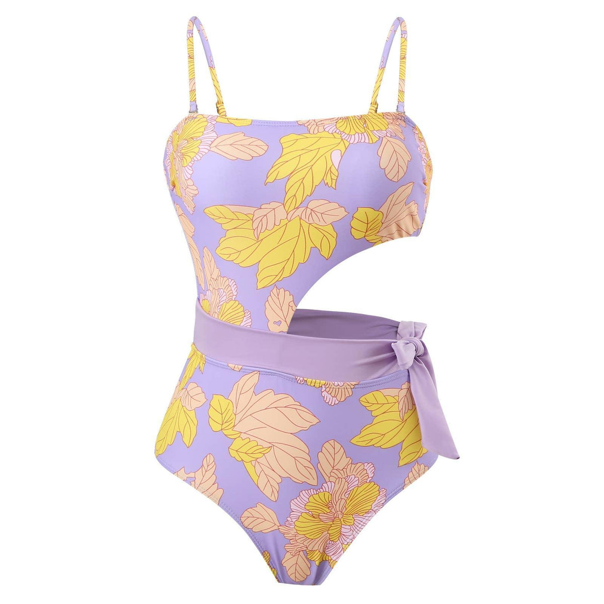 2 PCS Flower Print Swimsuit Bikini Set with Cover Y88