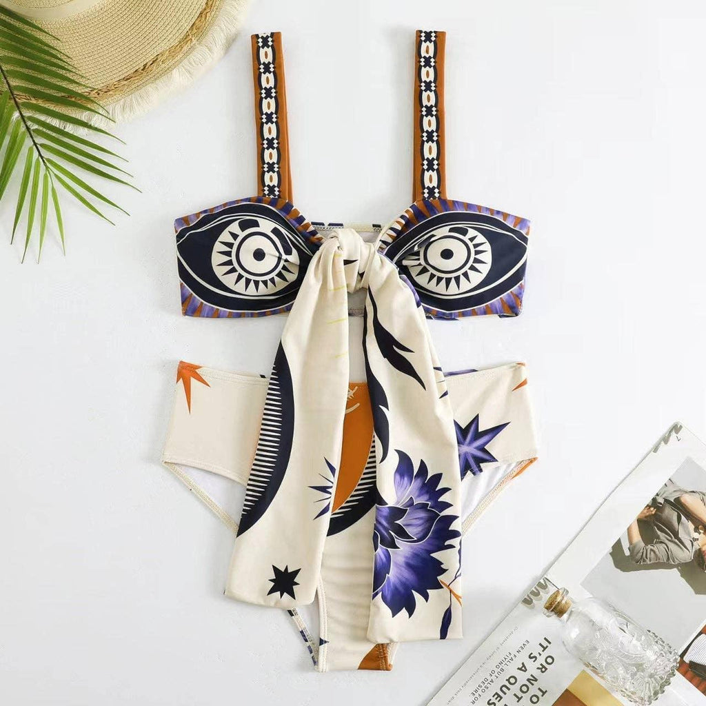 Totem Print 2PCS Bikini Set with Cover