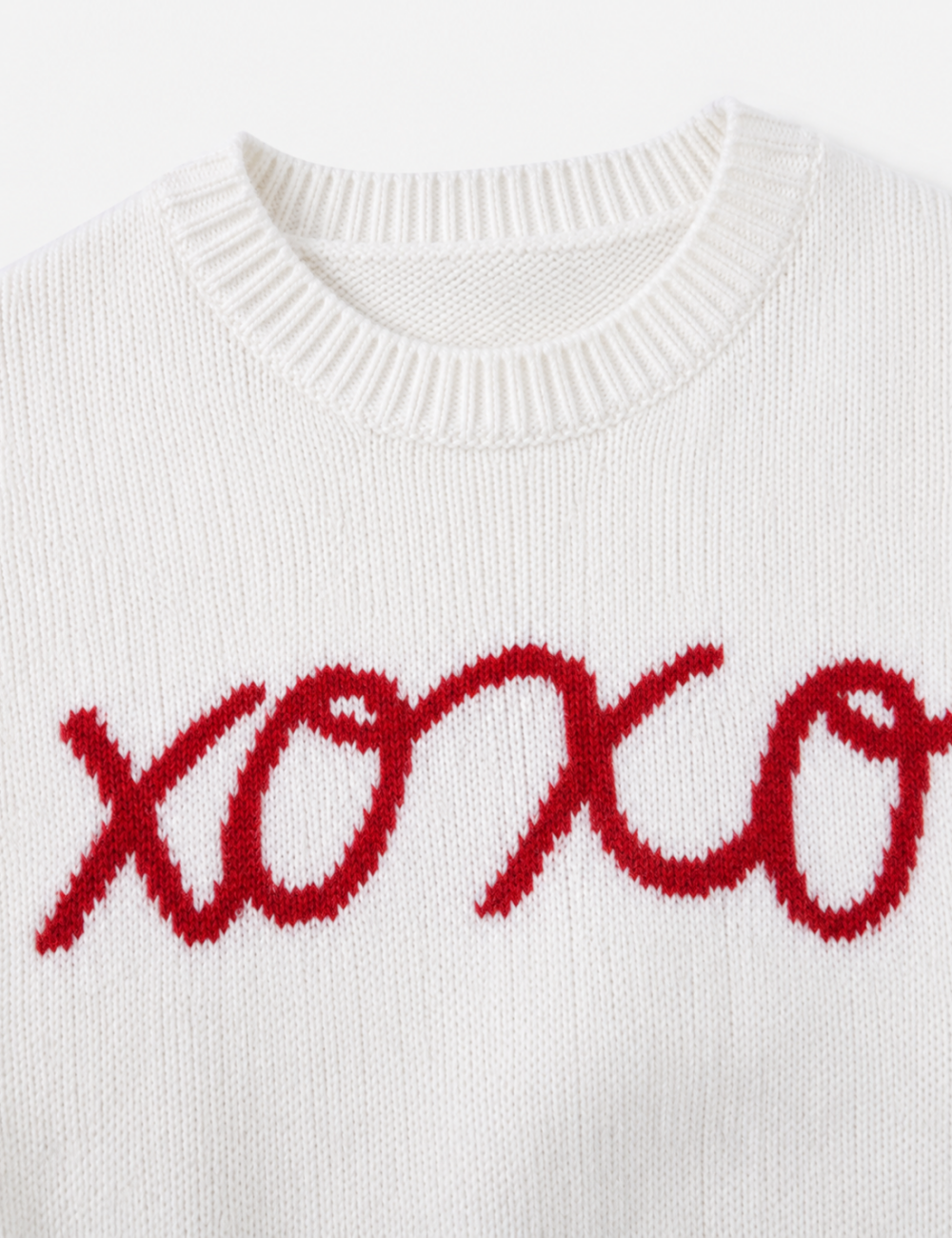 Ladies XOXO Letter Embroidery Crew Neck Knit Sweater