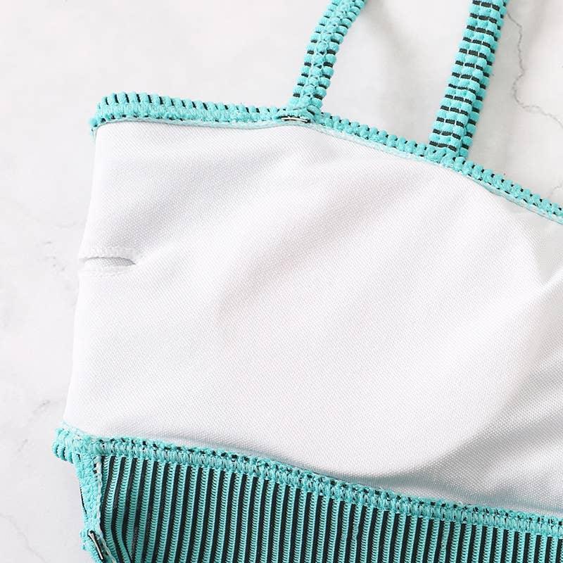 Wrinkle Solid Color Waist Cut Out One Piece Swimwear