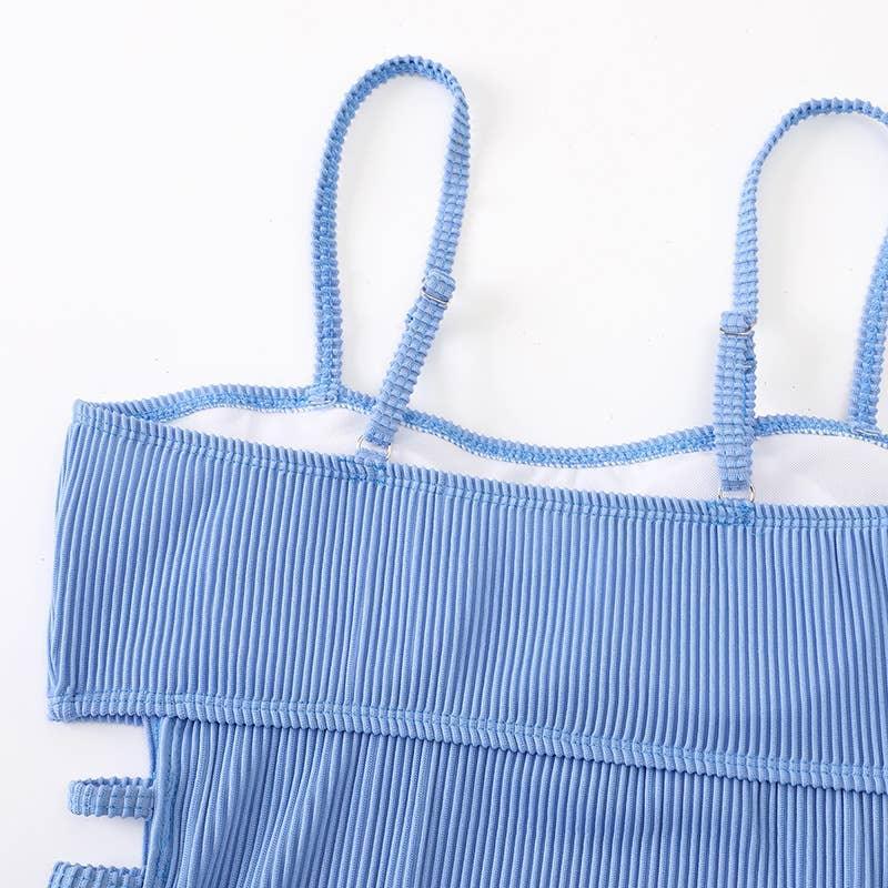 Wrinkle Solid Color Waist Cut Out One Piece Swimwear